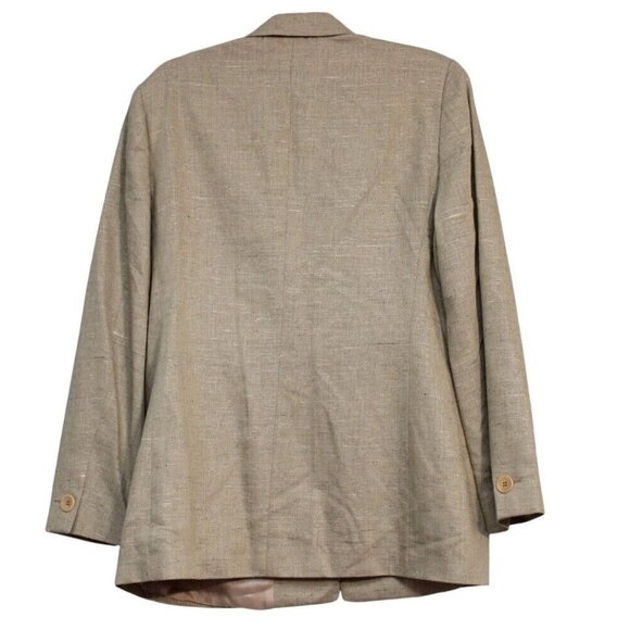 Zanella Blazer Size 12 Beige Linen Silk Wool Minimalist Career Business Italian - Picture 6 of 10